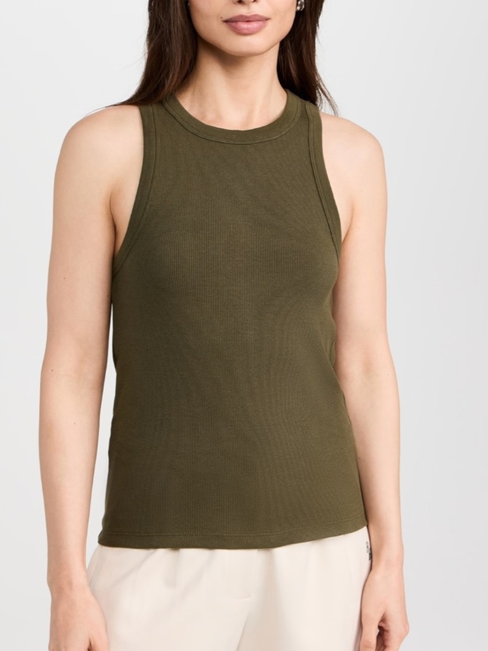 NEW Slim Ribbed Tank Top in Olive - Women's Sleeveless Knit